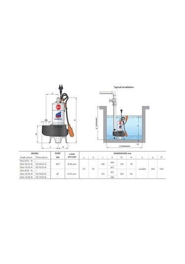 Pedrollo Vxm 8/35-n Flatörlü Paslanmaz Gövdeli Foseptik Dalgıç Pompa