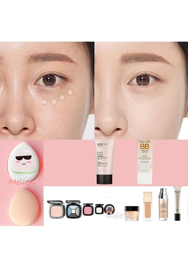 Melien Cool Desenli Mini Puf Parmak Yüz Makyaj Süngeri Beyaz 2'li