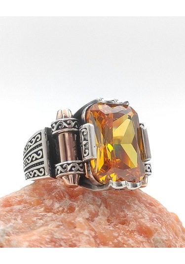 925 Ayar Gümüş Sitrin Baget Taşlı "Şah Cihan" Yüzüğü
