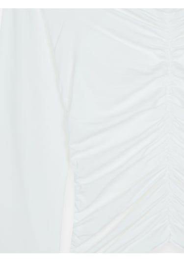 Dilvin 32089 Omuzları Açık Büzgülü Top-ekru Ekru