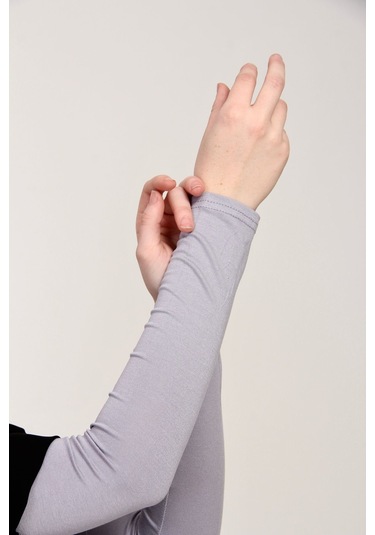 Likralı Kaymayan Kurtarıcı 1 Çift Tesettür Kolluk Gri