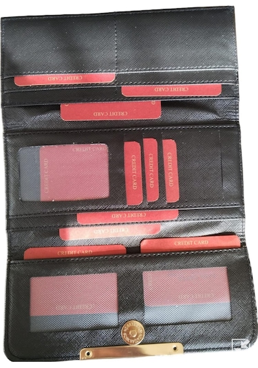 Mygeppetobag Kadın Siyah Beyaz Renkli Desenli El Çantası Cüzdan Siyah  -  Beyaz