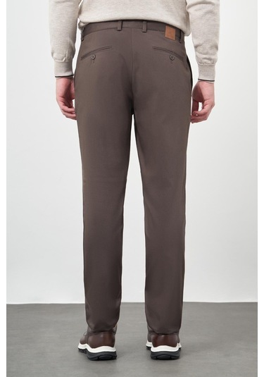 Koyu Camel Düz Armürlü Pamuklu Yan Cep Comfort Fit Casual Pantolon 1003245164 Koyu Camel