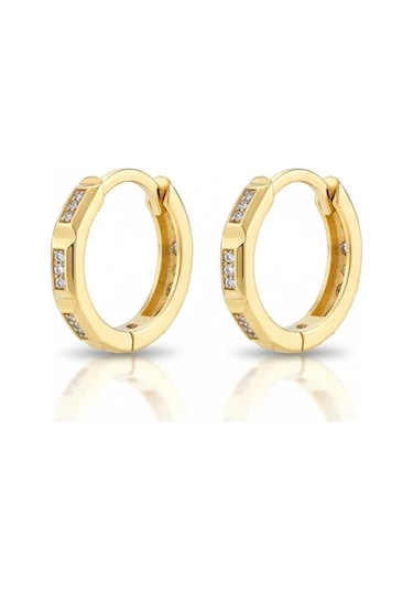 14 Ayar Altın Taşlı Halka Küpe 1183 Gold