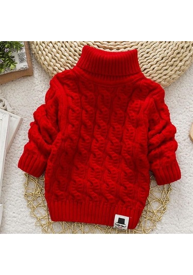 Kırmızı Kızlar Sonbahar Bahar Giyim Kız Kazak Çocuk Giyim Çocuk Kız Kış Sıcak Giysiler Kırmızı