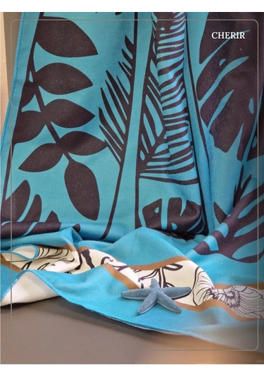 Cherir Mikrofiber Plaj Havlusu 399264848 Mavi-turkuaz