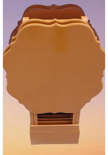 1448bng90085çanta Zigon Sehpa Yonca Dörtlü Model Ahşap Mdf Ceviz Ve Hardal Renk Uyum El Yapım