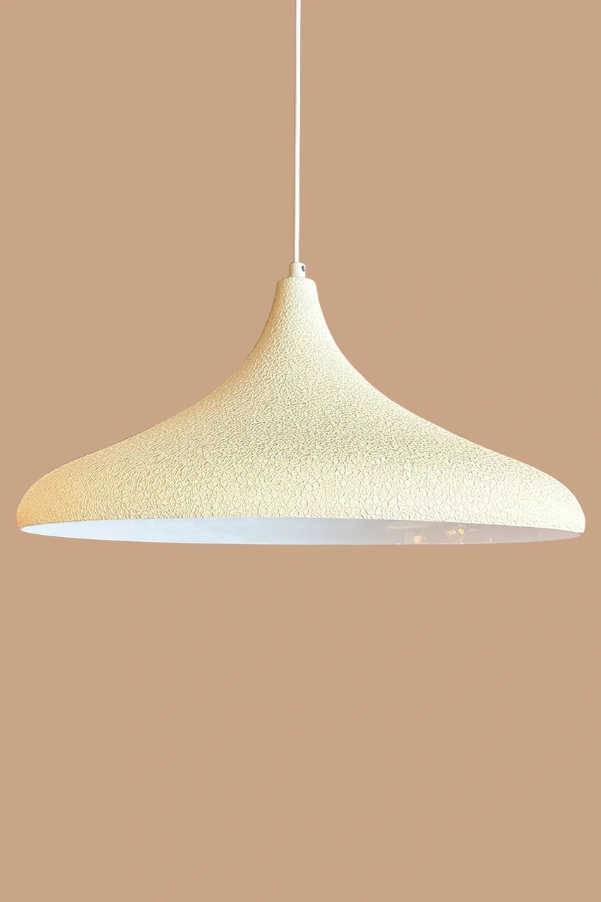 45 Cm Çaplı Xl Dokulu Açık Krem Avize Tekli Sarkıt Lamba Restoran Salon Mutfak Avizeleri Dokulu Açık Krem