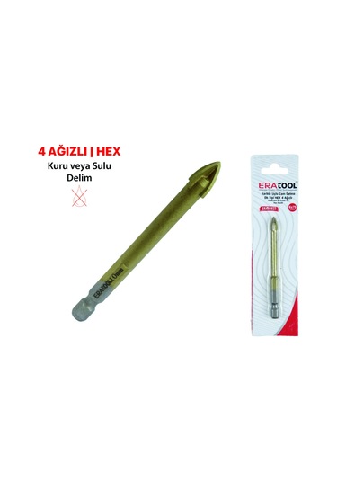 Elmas Cam Delme Ok Tipi 4 Ağızlı Hex 12 95mm Era55827 Eratool