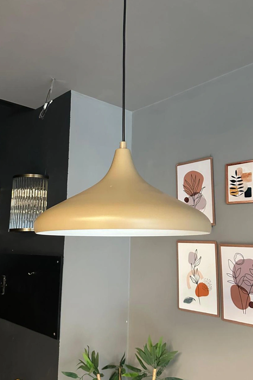 Champion Bej Tekli Avize Kafe Iç Mekan Salon Oturma Odası Mutfak Yatak Odası Sarkıt Modeli Bej