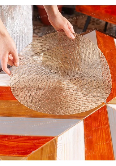 Heavenly Place Yuvarlak Bardak Altlığı Seti 4 Adet Peçete - Çarşaflı, Servis İçin 184988956 Altın Rengi