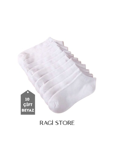 Ragi Store Unisex Patik Çorap 10 Çift Beyaz