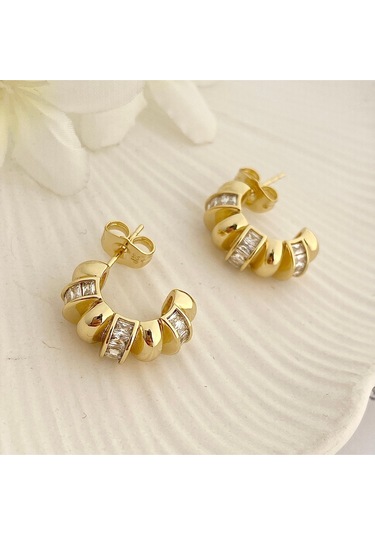 Halka Küpe Tırtıklı Küpe Kadın Serenay Küpe Kararmaz Xuping Gold Gold