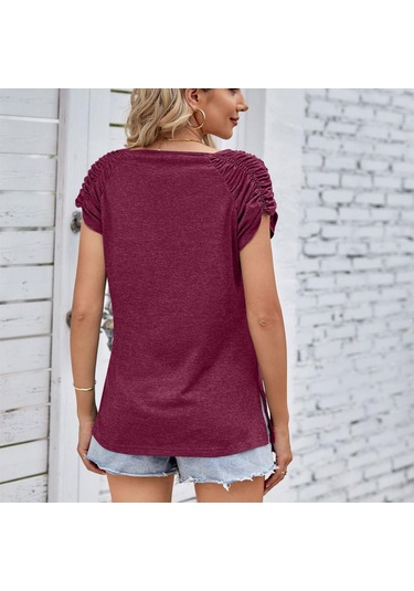 Yeşil Hnxc Kadın Modası Rahat Yazlık Düz Renk Baskılı Kısa Kollu U Yaka Bluzlar Ve Gömlekler Yeşil Hnxc Kadın Modası Rahat Yazlık Düz Renk Baskılı Kısa Kollu U Yaka Bluzlar Ve Gömlekler