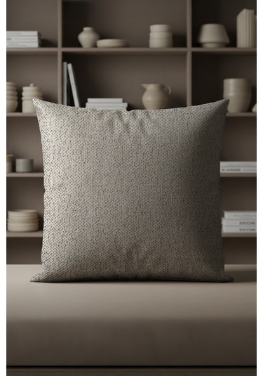 Sezyon Toya Desenli 50 50 Bej Gri Kırlent Kılıfı Bej Gri