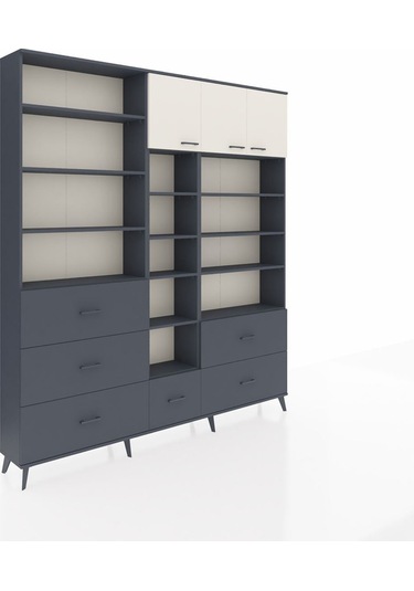 Arges Dolap 17 Raflı 6 Çekmeceli 3 Kapaklı 220x30x243 Antrasit-aytaşı/antrasit Aytası/antrasıt