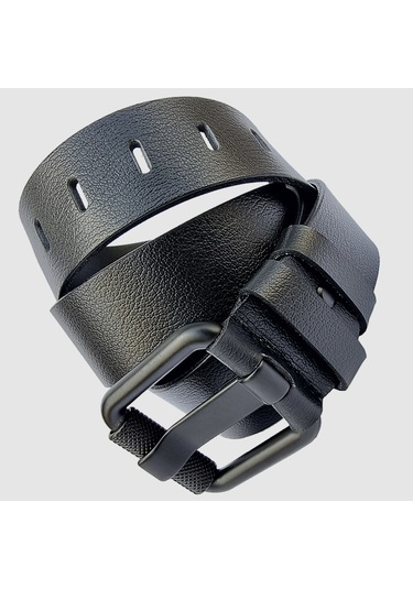Rich Smith %100 Hakiki Deri Kemer Erkek Spor Siyah Roll Toka 4,2 Siyah