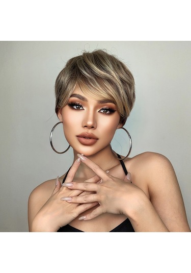 Padalink Yazlık Konforlu Saç Ağzı İçeren Saçlık - Yüksek Sıcaklık İpekli, Puf Kısa Dalgalı, Doğal Görünüm, Gençleştirici, Karışık Altın Rengi, Ss127 Siyah