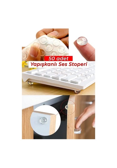 50 Adet 10 Mm Şeffaf Silikon Bazlı Ses Stoperi Duvar Yüzeyi Dolap Kapı Tampon Koruyucu