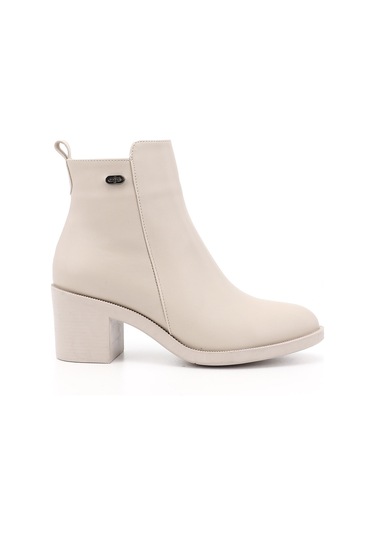 Gönderi R Kadın Bej Fermuarlı Kalın Topuklu Bot Dkzb74835228 Bej
