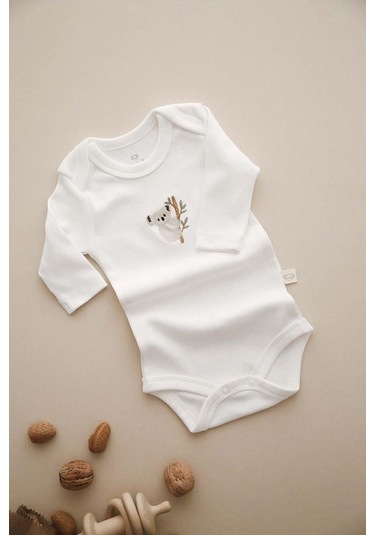 3lü Nakışlı Çıt Çıtlı Uzun Kollu Body-zıbın Model 1 Beyaz