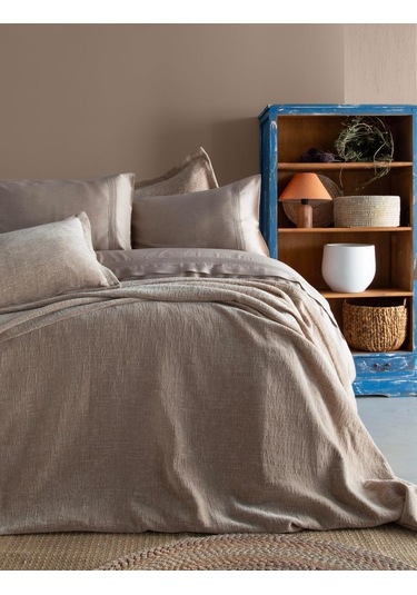 Apricitas Home Yatak Örtülü Nevresim Set Paris Bej Çift Kişiik Bej