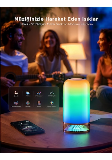 Govee Masa Lambası 2 RGBICWW H60223D1 Matter Alexa Google Asst. Destekli Yarı Şeffaf