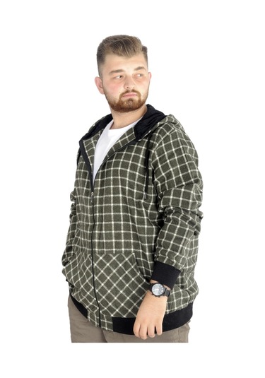 Mode Xl Erkek Oduncu Kapsonlu Sweat Pocket 21574 Yeşil 001