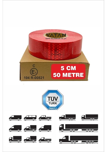 Reflektif Reflektiv Şerit Bant Reflektör 50 Metre Tüvtürk Uyumlu (548480198)