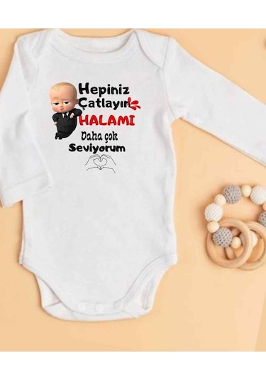 Lupi İsimli Zıbın Yazılı Bebek Zıbın Fil Dişi-hardal Beyaz