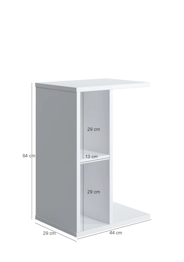 Raflı Yan Sehpa Koltuk Sehpası C Sehpa Zigon Sehpa Servis Sehpası Beyaz