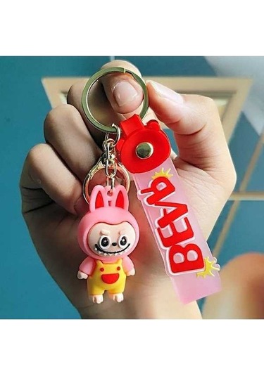 Novahub 2 Adet Küçük Arka Kayış Pantolon Labubu Koyun Çanta Anahtarlığı Kolye Kör Kutu Red, Çinko Alaşım, Açık Sarı Altın Renk, Moda Dekorasyon