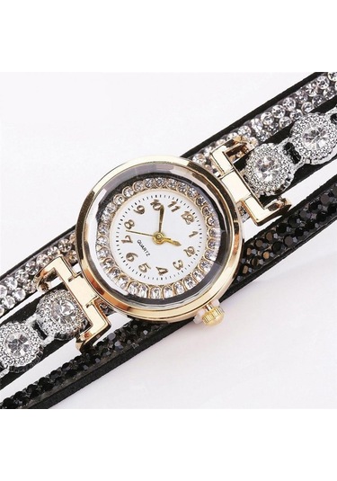 Beyaz Vintage Bayan Taklidi Dekor Yuvarlak Kadran Analog Kuvars Bilek İzle Bilezik