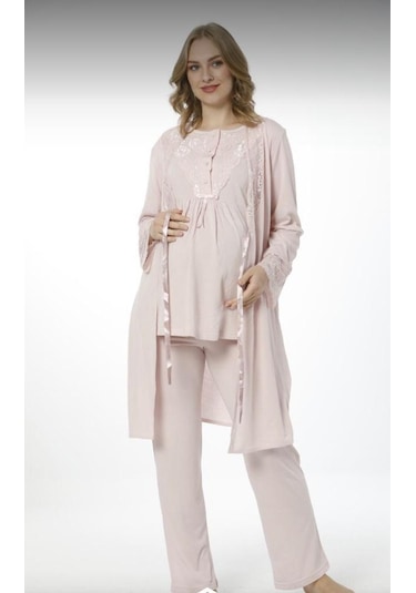 Nehir 2026 Pudra Hamile Lohusa 3 Lü Pijama Sabahlık Tk