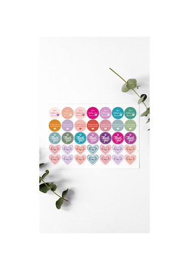 Desenli Thank You Teşekkür Stickers Paketleme Çıkartma Pytkstk103