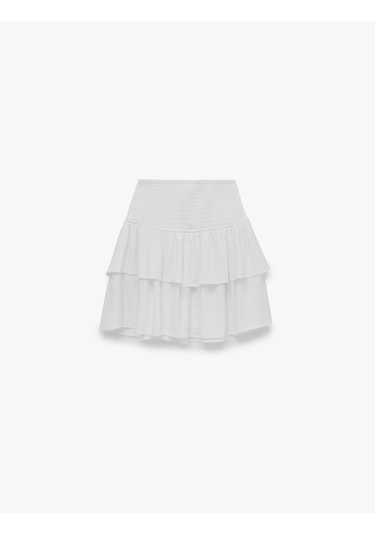 Koton Gipeli Viskon Crinkle Katlı Mini Etek Beyaz 6sal70017ıw