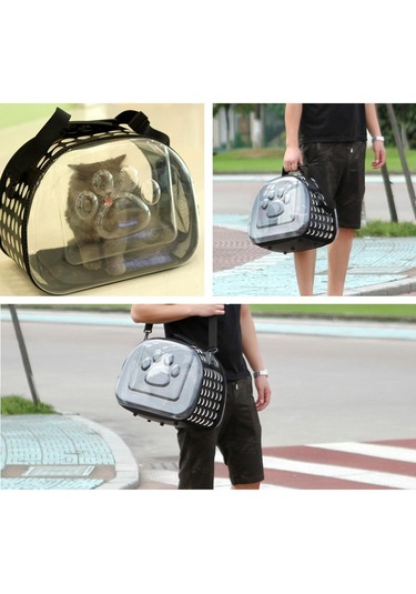 Homyl Katlanabilir Şeffaf Yavru Köpek Kedi Taşıyıcı Açık