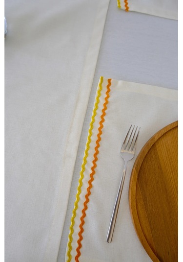 Yakacihome 4'lü Ziggy Duck Keten Yıkanabilir Leke Tutmaz Biyeli Supla Amerikan Servis 35x50 Cm Krem