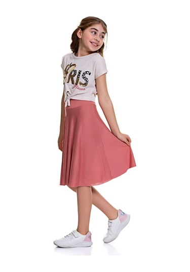 Aymeravm - Baskılı Kız Çocuk Elbise - Cck2706Ga Pudra