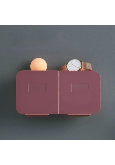 Mor Banyo Organizatör Pamuk Pedleri Depolama Plastik Çubukla Tutucu Duvara Monte Tampon Konteyner Pamuklu Çubukla Tutucu Kozmetik Organizatör Mor