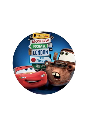 Cars Yuvarlak Pasta Yenilebilir Resim Baskı 20 Cm