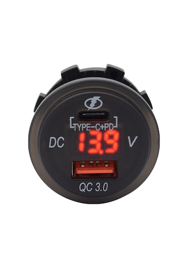 Singree 12/24v Dc Çift Usb Şarj Cihazı - Qc3.0 + Type-c Pd, Su Geçirmez, Led Göstergeli, Araba/motosiklet/boat İçin