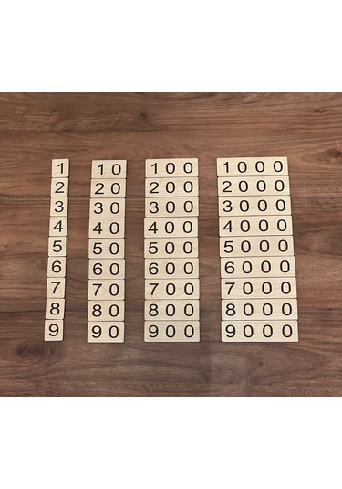 Montessori Ahşap Sayı Kartları 1-9000