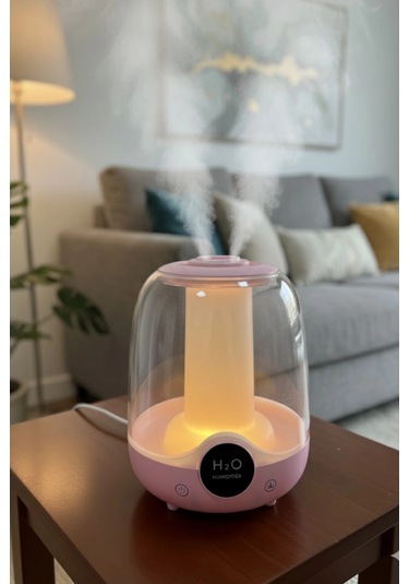 Glr K07 Pembe Çift Spreyli Ultrasonik Sessiz Hava Nemlendirici Ve Gece Lambası 3l Kapasite