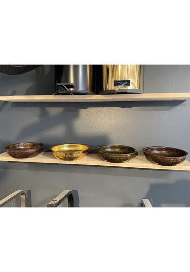 İsaoğlu Yapı Bakır Hamam Tası Bron Kurna Tası İşlemeli Motifli Ağır Kurna Tası Bakır