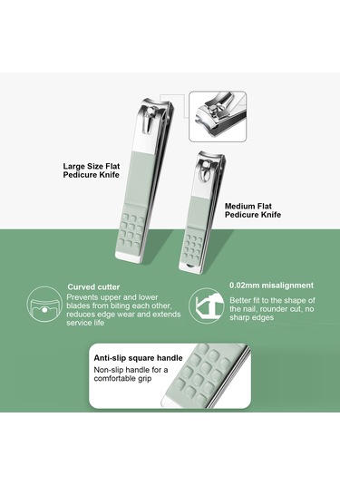 Folinda Stainless Steel Pedikür Ve Manikür Seti 12 Parça Çok Renkli Mavi, Yeşil, Mor Vb. Çift Uçlu Çanta İle Mavi