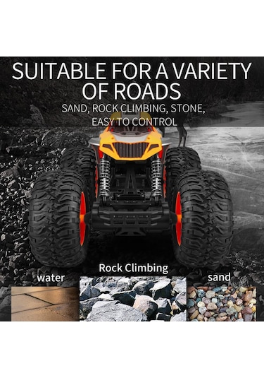 Kumandalı 33 Cm Dev Off-road Araba 15km/h Hızlı, Şarjlı, 2.4ghz Rc Tırmanıcı Arazi Aracı 9030-3f - Turuncu