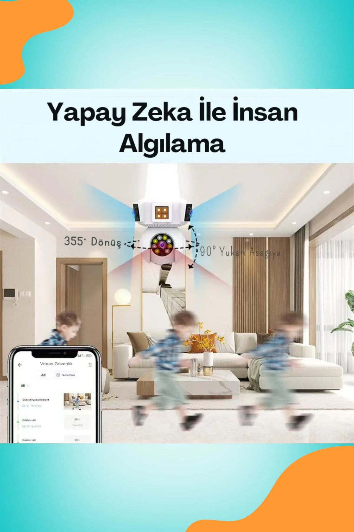 3 Kameralı Duy İle Çalışan 360 Dönebilir Geniş Açı Hareketi Bildiren Ampul Kamera