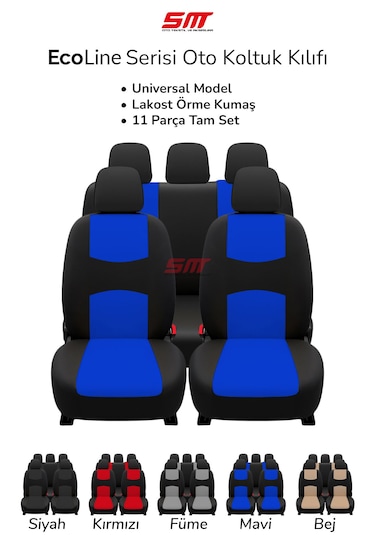 Ecoline Serisi Universal Oto Koltuk Kılıfı Mavi