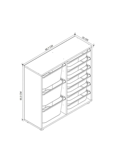 9 Sepetli Dolap Çok Amaçlı Dolap Oyuncak Dolabı Çağla Çam Kahverengi